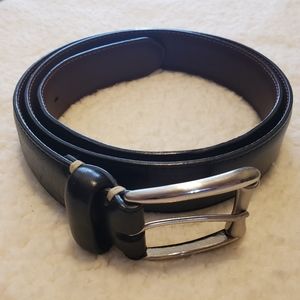 Cole Hann Black Leather Belt w/Solid Brass Buckle Size 38